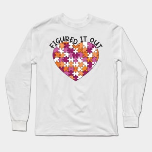 "Figured It Out" Lesbian Pride - Puzzle Heart Long Sleeve T-Shirt